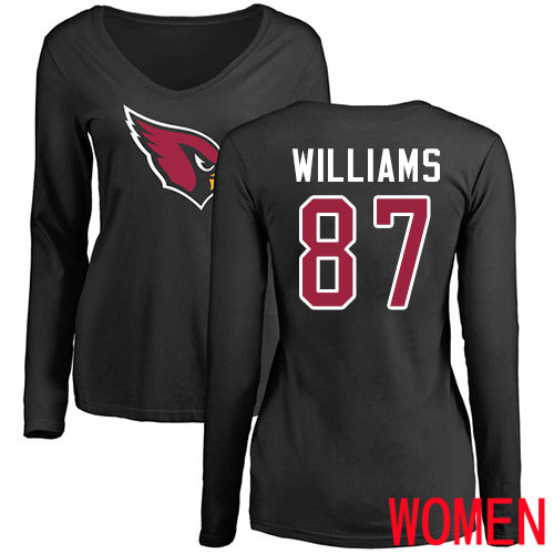 Arizona Cardinals Black Women Maxx Williams Name And Number Logo NFL Football #87 Long Sleeve T Shirt->nfl t-shirts->Sports Accessory